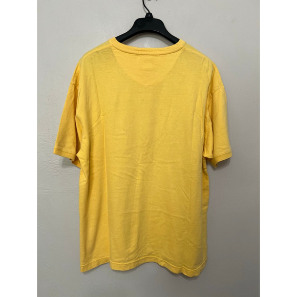 VTG Badge Shirt Mens XL Short‎ Sleeve V Neck Blue T-Shirt 100% Cotton 90s Y2K - Picture 2 of 12